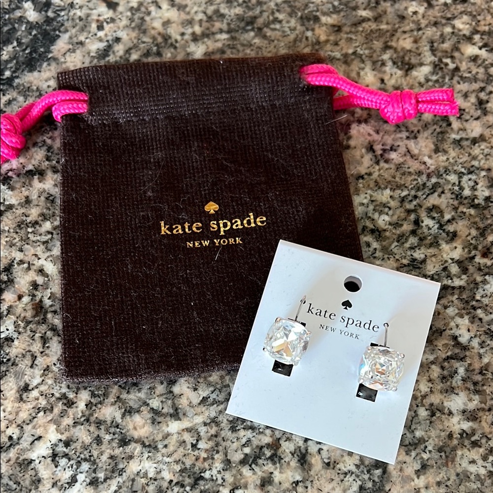 Kate Spade Clear Crystal Square Drop Earrings